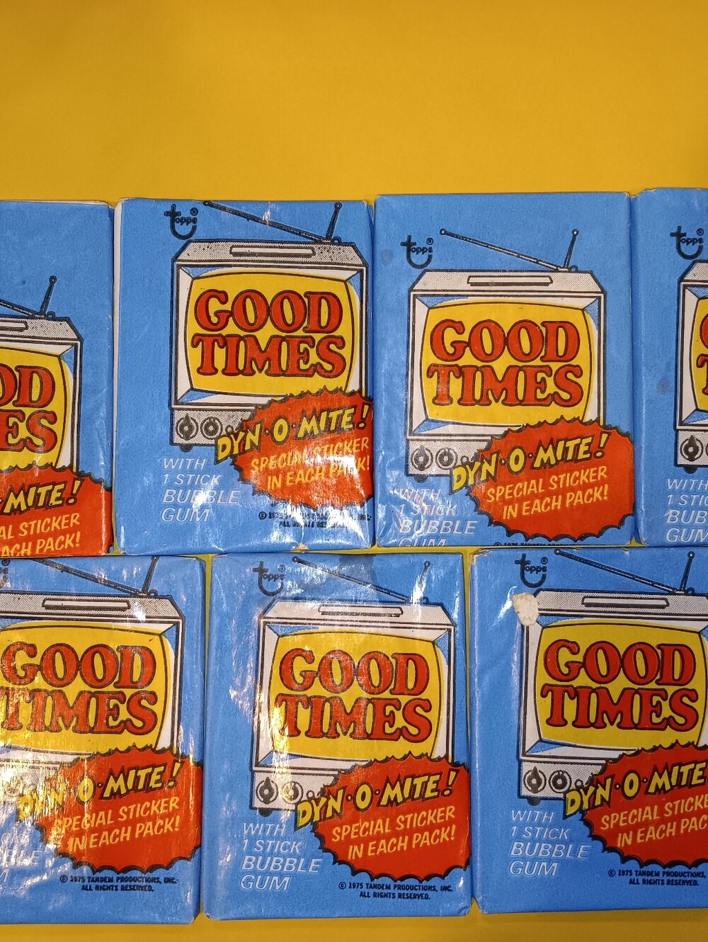 Vintage Old (7) 1976 Topps Good Times Dyn-O-Mite Unopened Wax Packs
